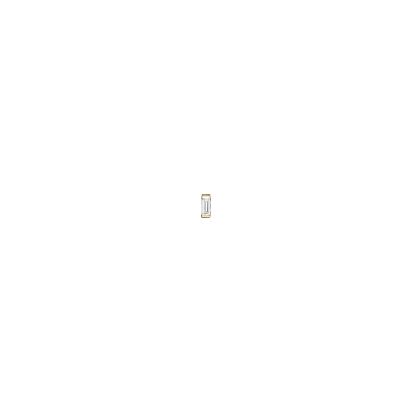Lab Grown White Sapphire Baguette Stud Earrings - Flatback