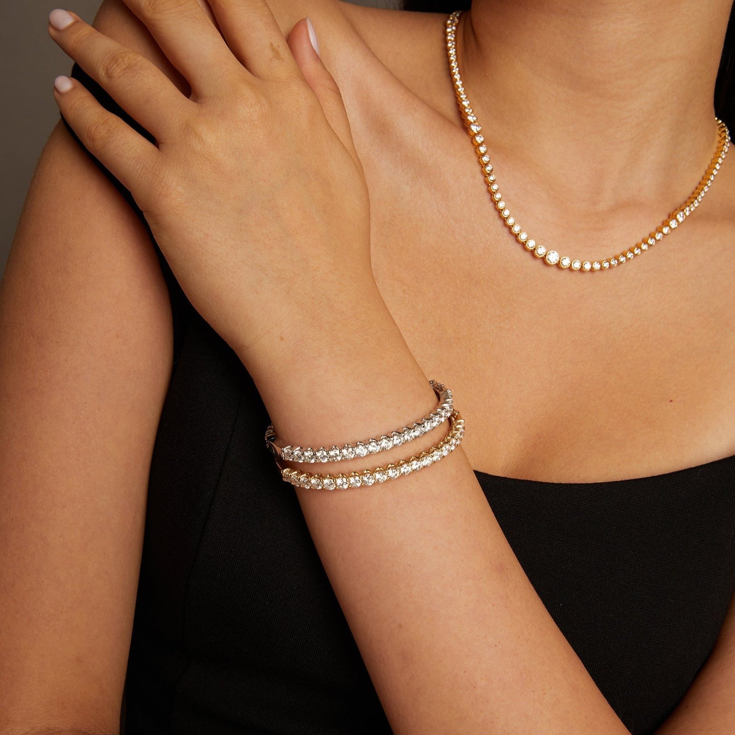 10ct Lab Grown Diamond Hinged Tennis Bracelet