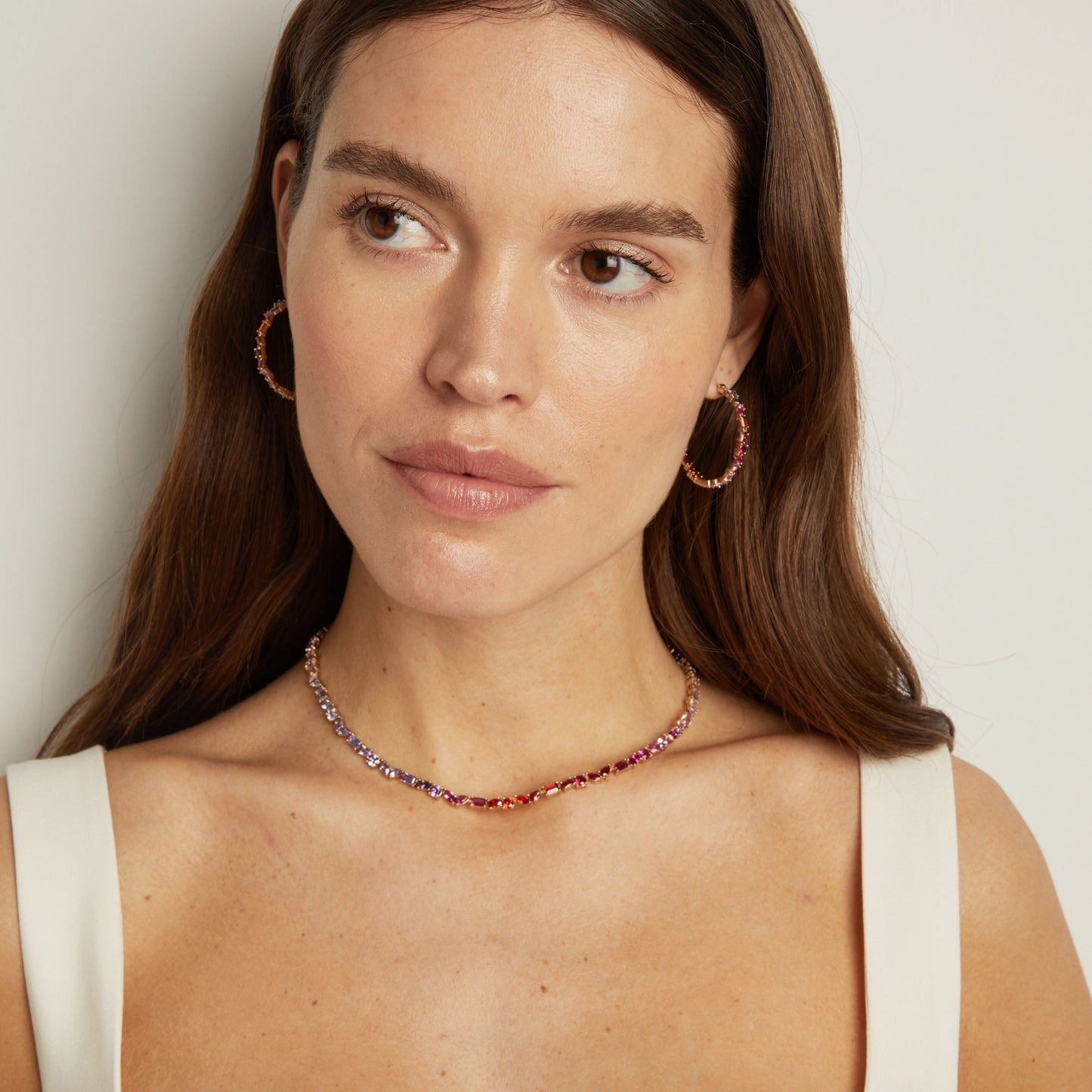 Pink Ombré Mixed Shape Tennis Necklace