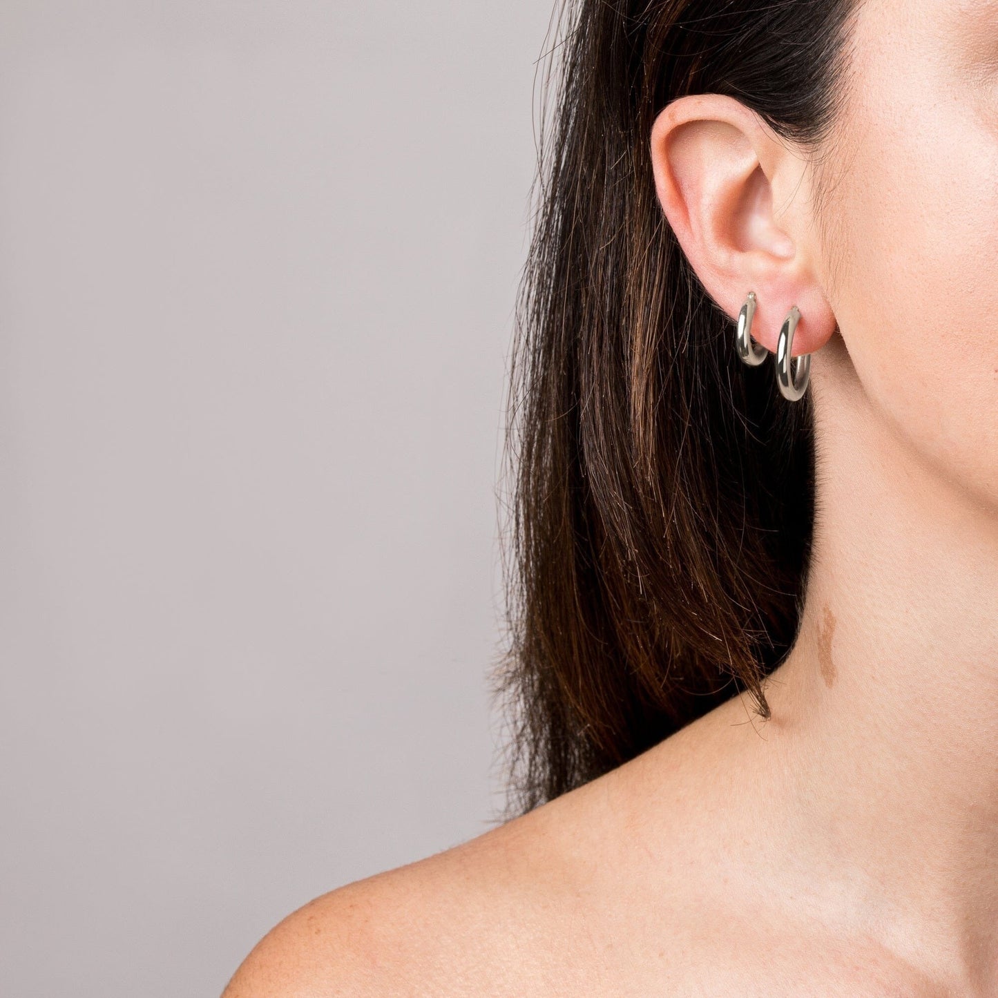 3mm Silver Hoop Earrings - 20mm
