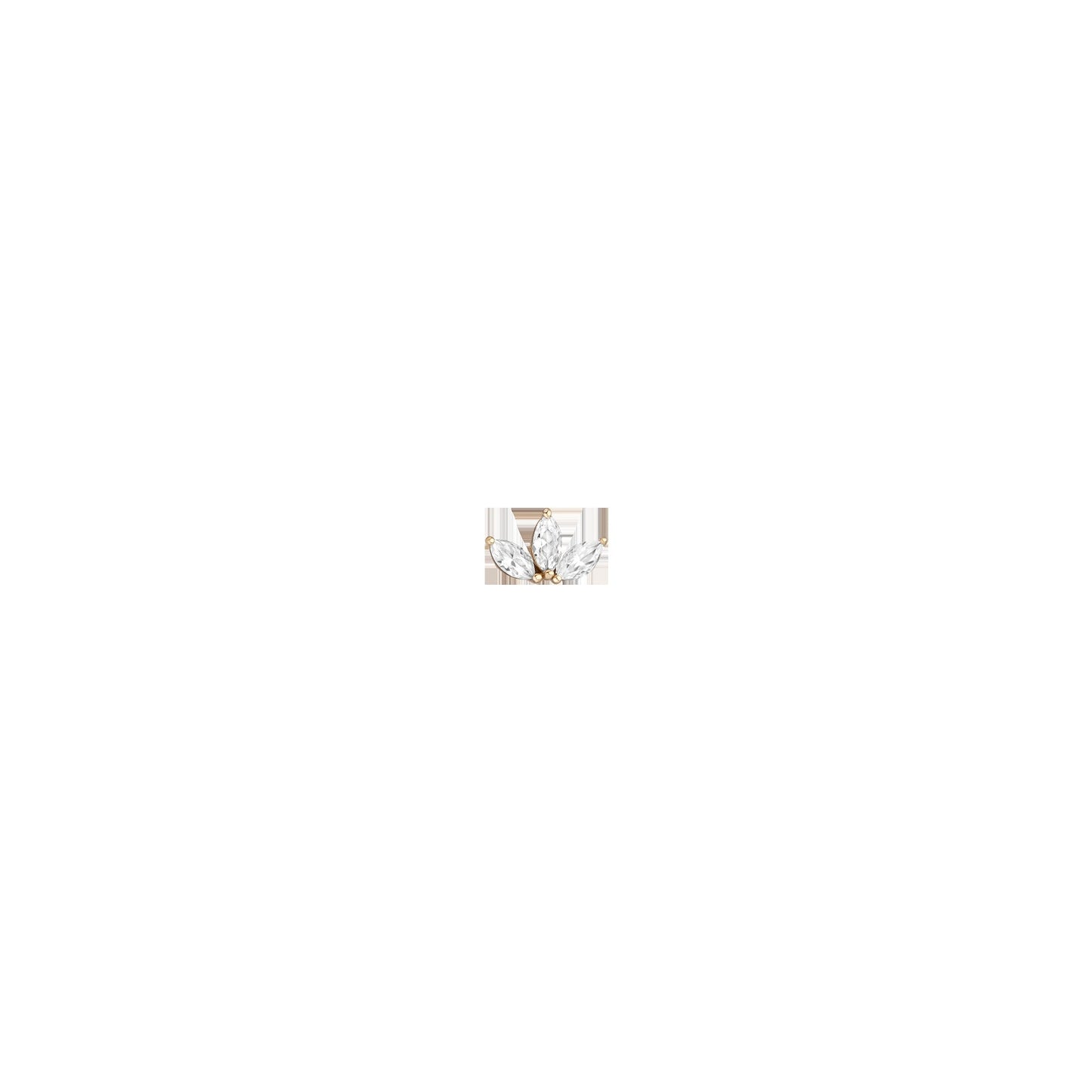 Lab Grown White Sapphire Crown Marquise Earrings - Flatback