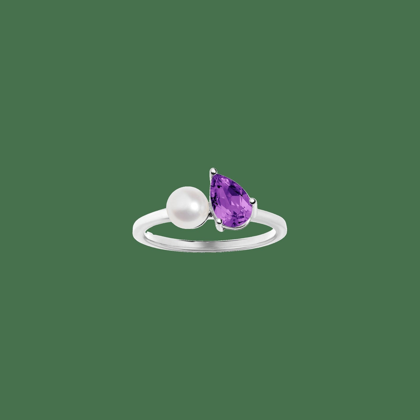 Pearl Toi et Moi Ring - Purple Amethyst