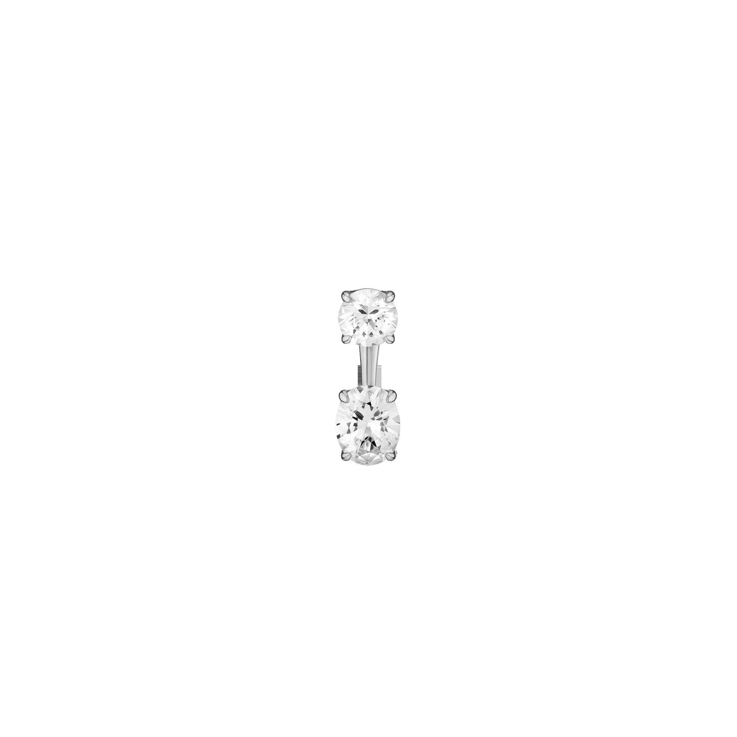 Lab Grown White Sapphire Ear Jacket - Oval Bottom Stone