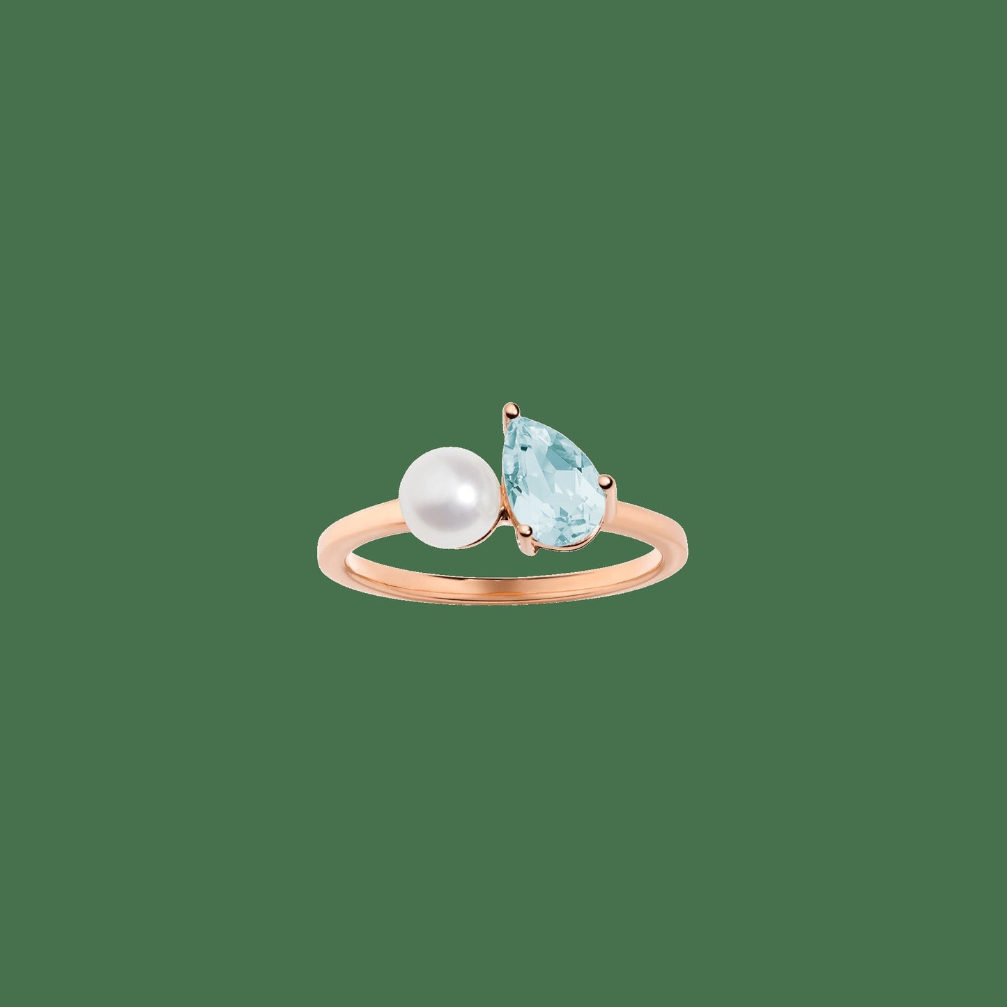 Pearl Toi et Moi Ring - Aquamarine