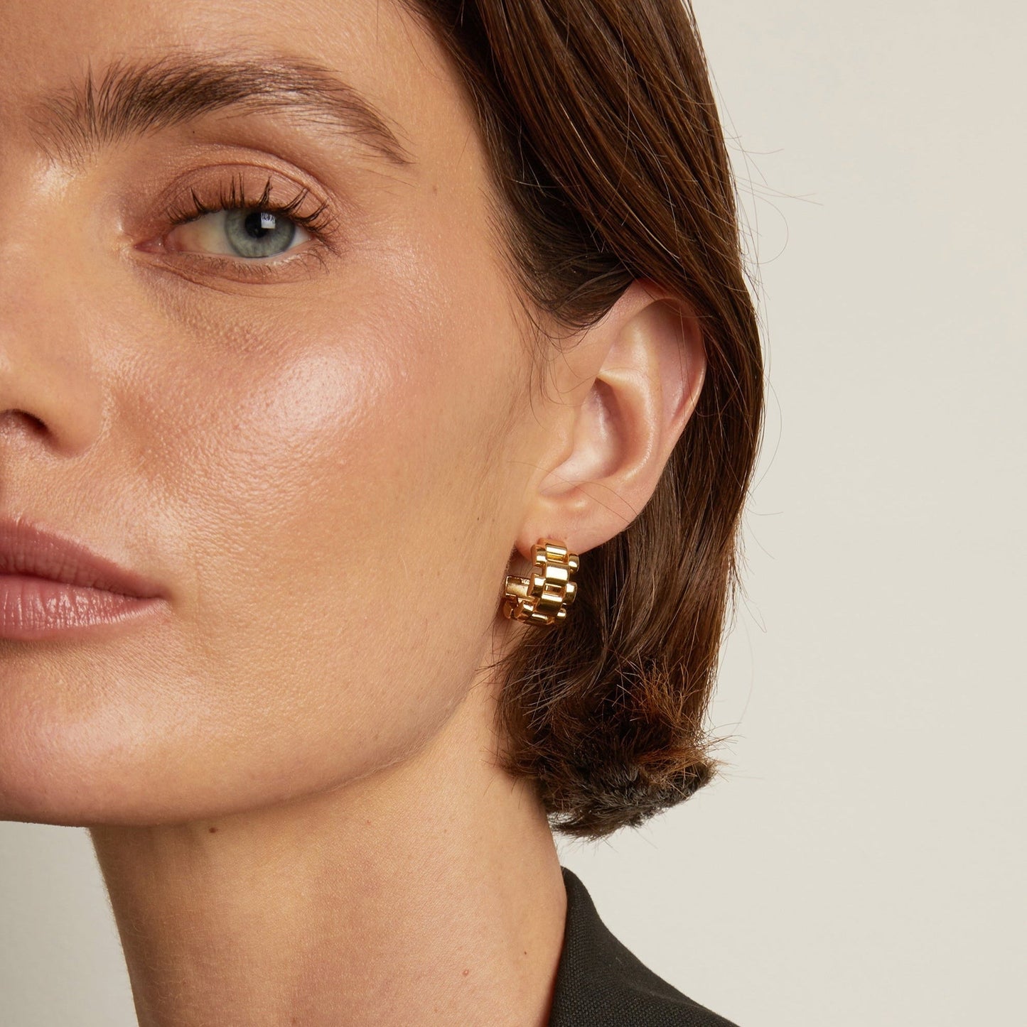 Panther Chain Link Hoop Earrings