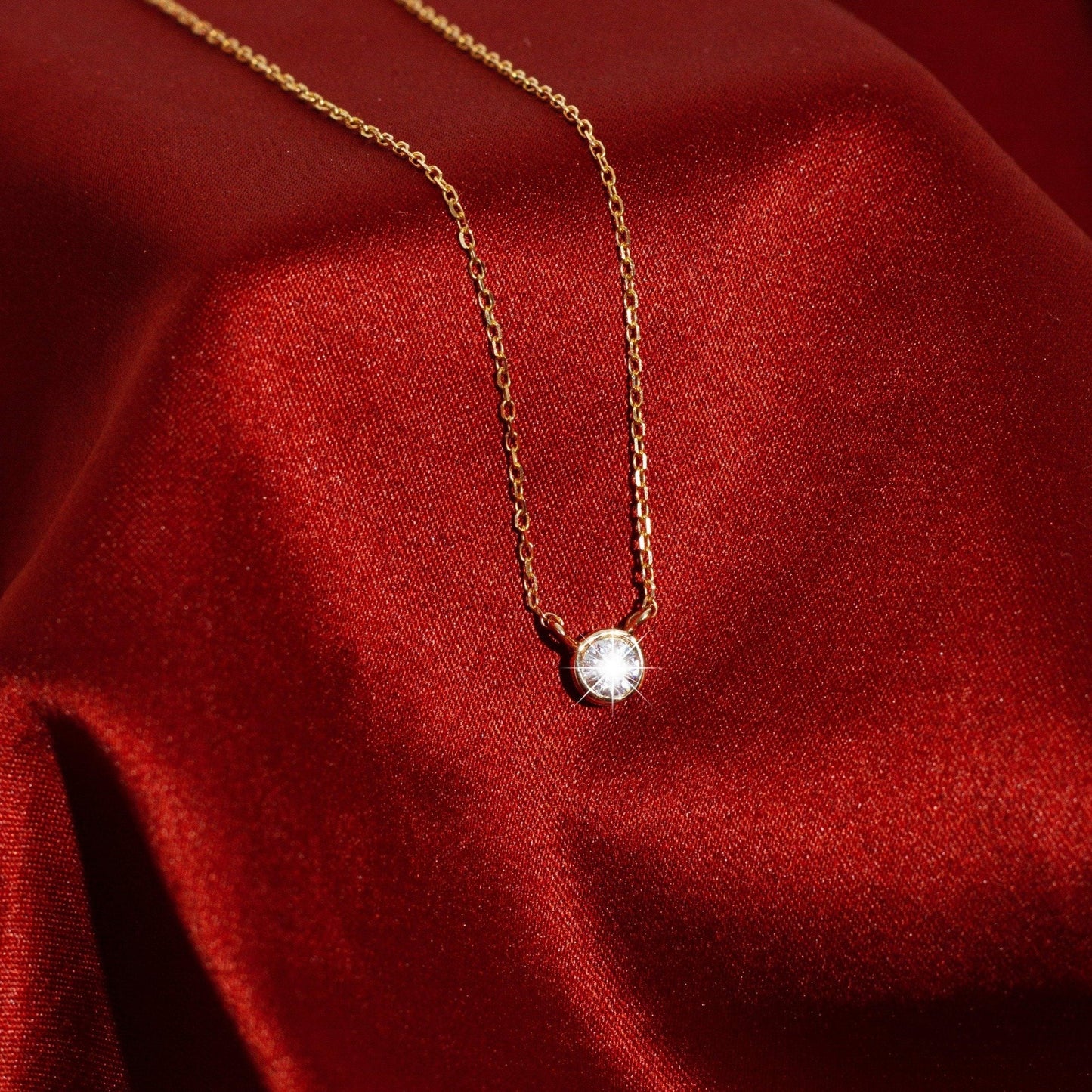 Medium Diamond Bezel Necklace