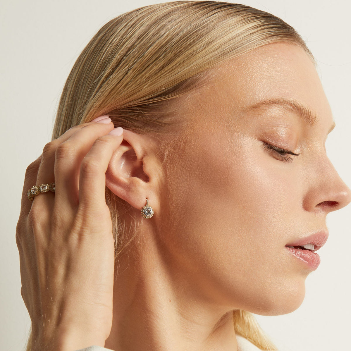 Lab Grown White Sapphire Edwardian Earrings