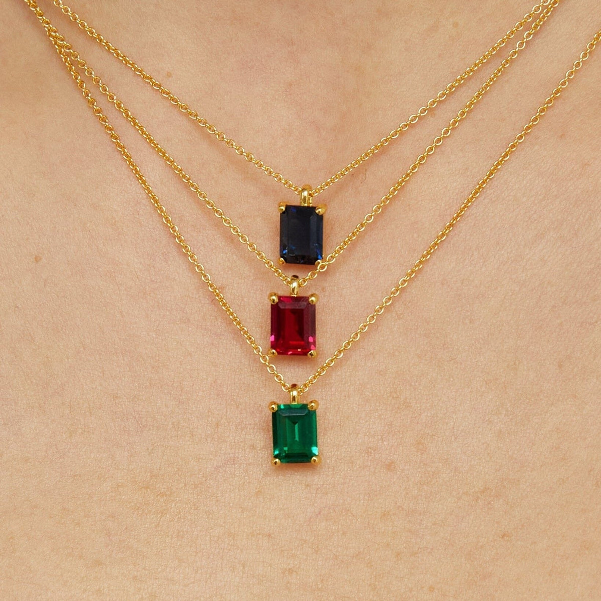 Emerald Gemstone Solitaire Necklace