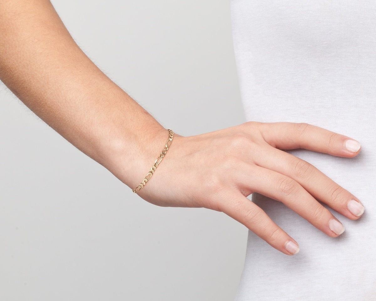 Large Gold Figaro Chain Bracelet