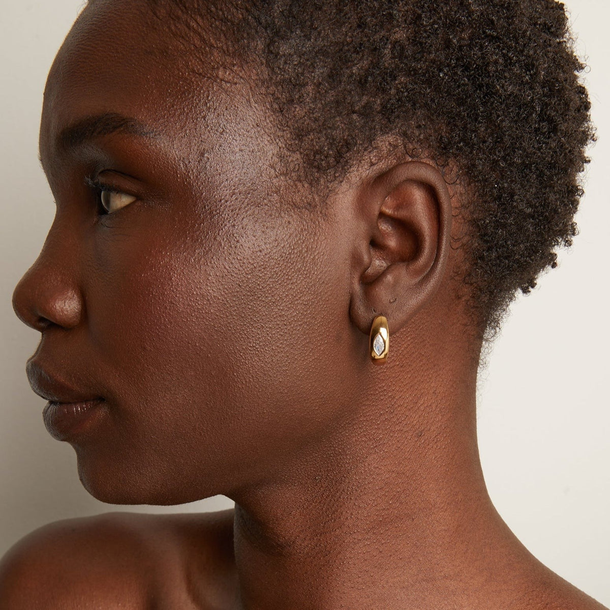 Chunky Lab Grown Diamond Marquise Huggie Earrings