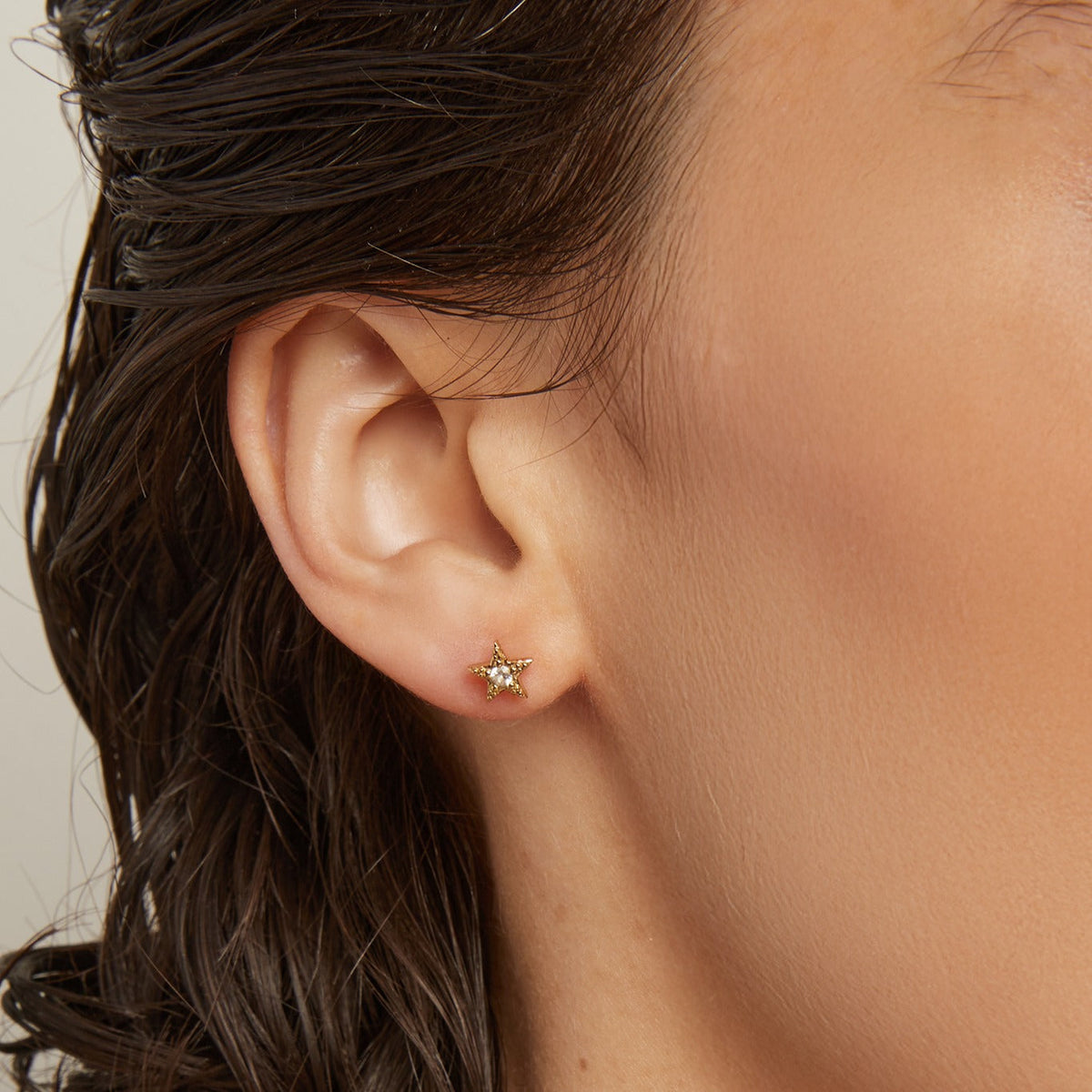 Lab Grown White Sapphire Star Stud Earrings