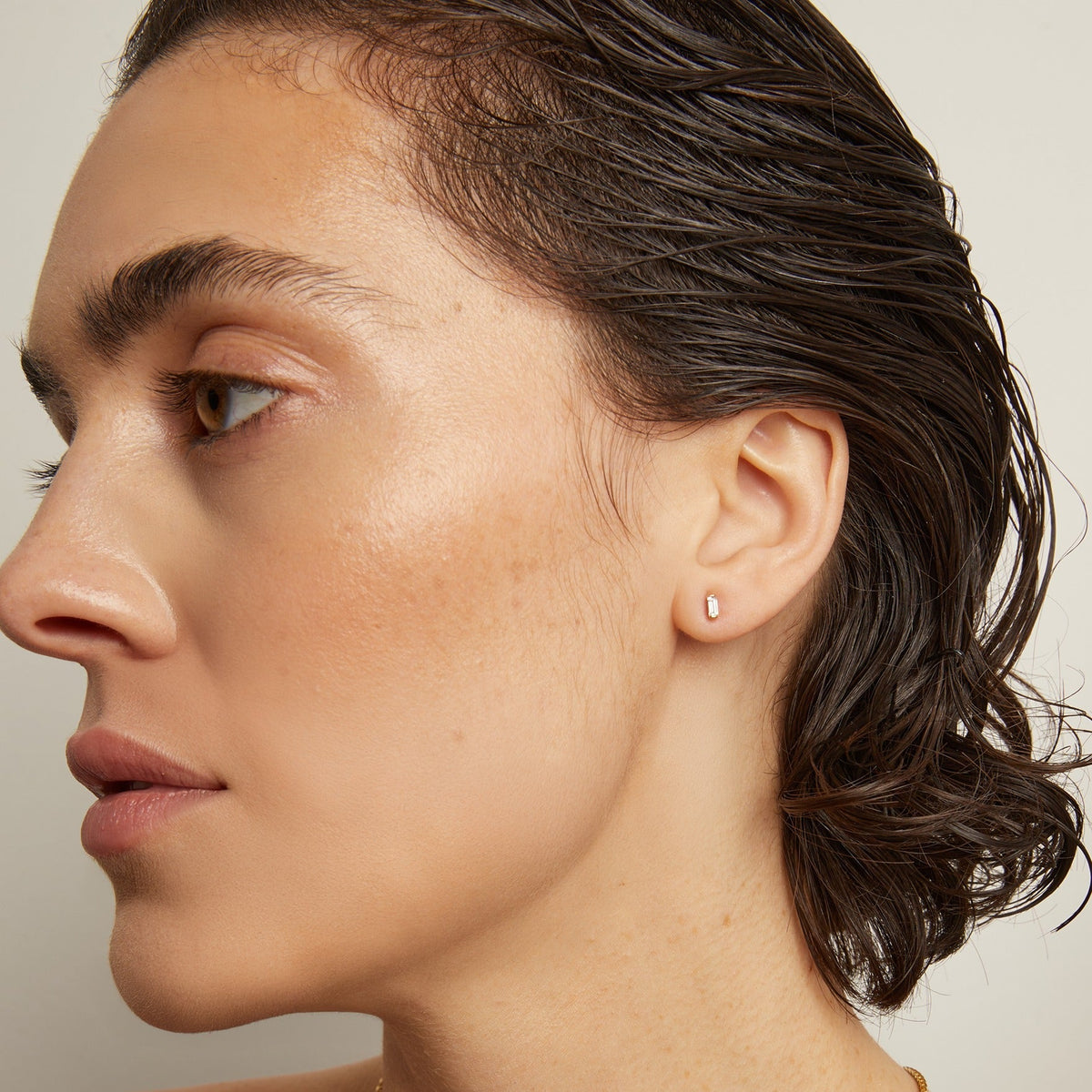 Lab Grown White Sapphire Baguette Stud Earrings
