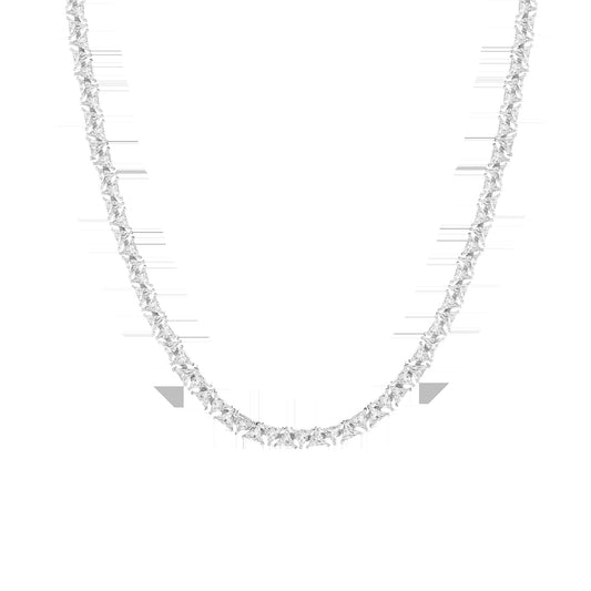Lab Grown White Sapphire Trillion Tennis Necklace