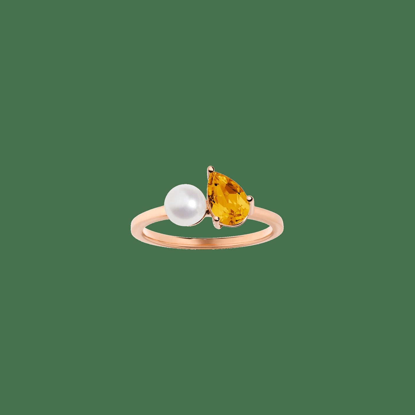 Pearl Toi et Moi Ring - Yellow Citrine