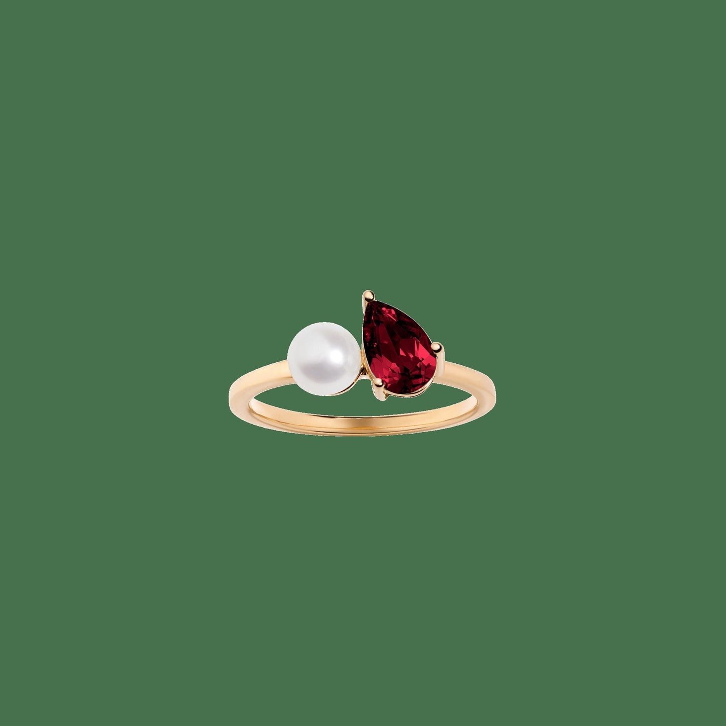 Pearl Toi et Moi Ring - Red Garnet
