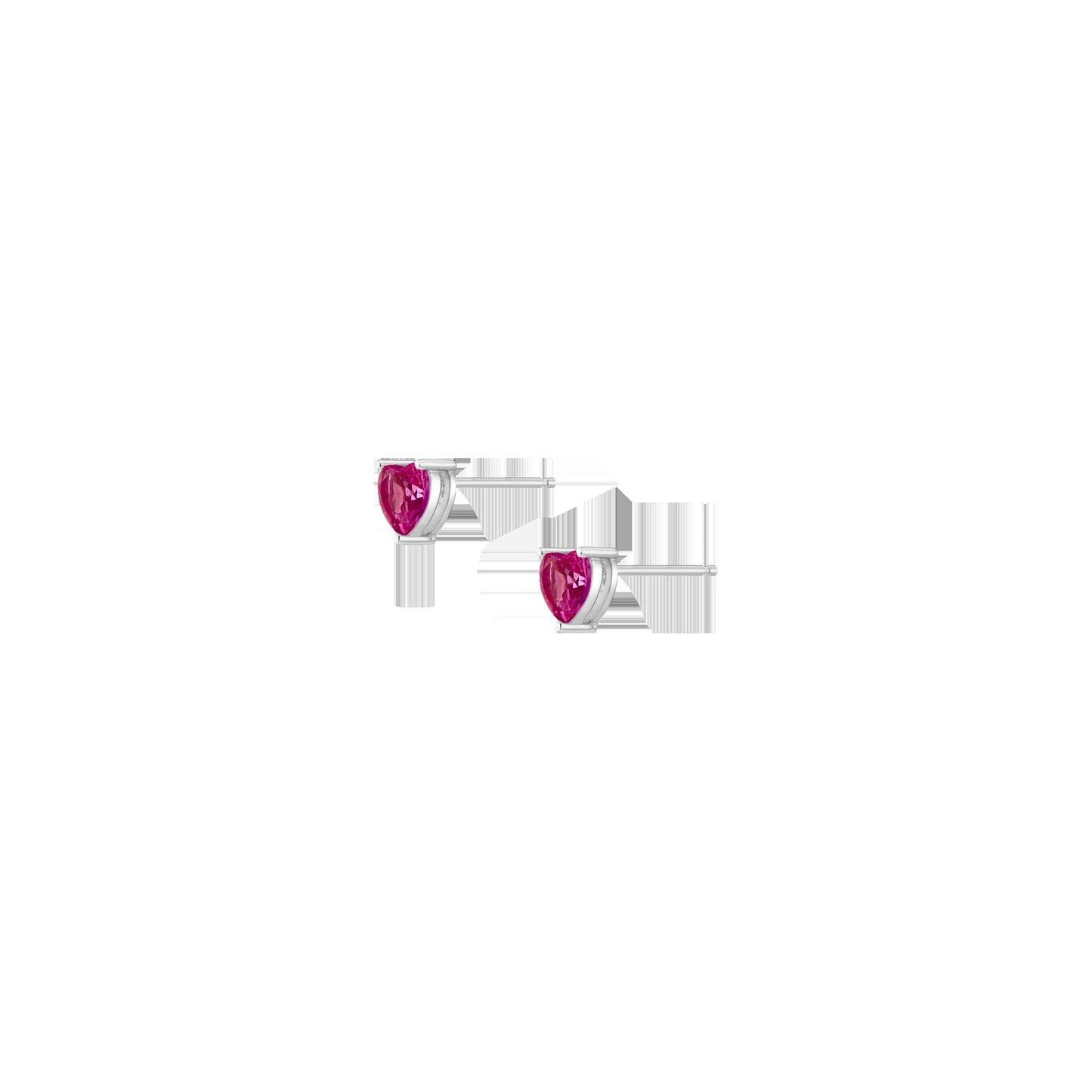 Lab Grown Pink Sapphire Heart Stud Earrings