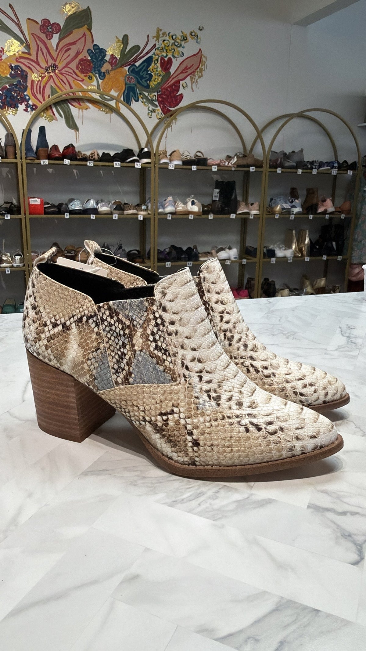 Report Tessie Snake Print Boots, 8.5
