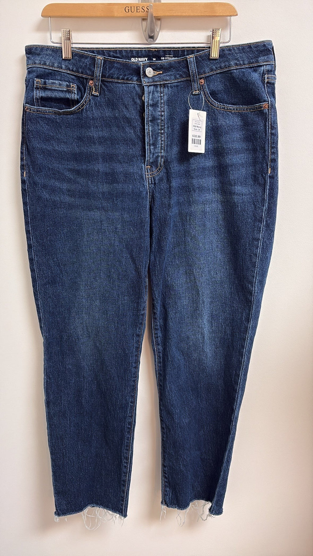 Old Navy 28" Inseam Button Fly OG Straight Jeans, 14