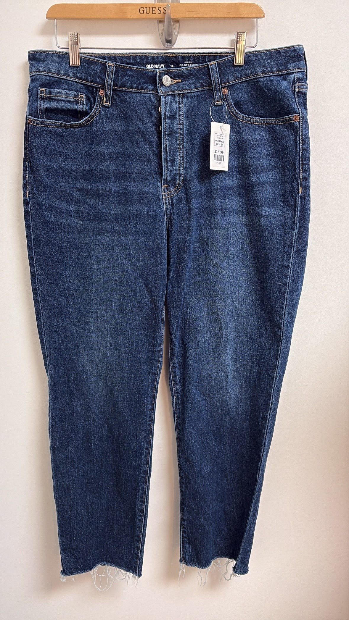 Old Navy 28" Inseam Button Fly OG Straight Jeans, 14