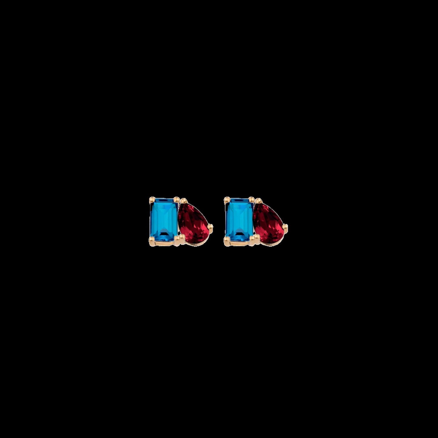 Toi et Moi Gemstone Mini Classic Earring - London Blue Topaz & Garnet