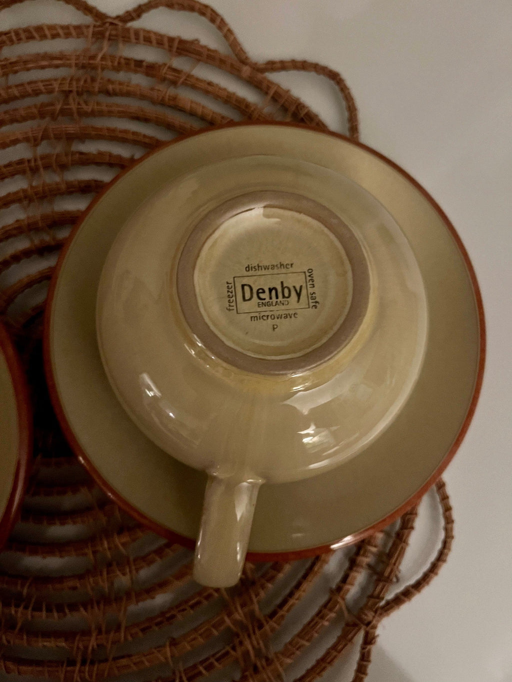 Vintage 1990 Denby Tea Cups and Saucers in Spice