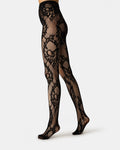 2 PACK LARGE LACE OPENWORK TIGHTS BLACK
