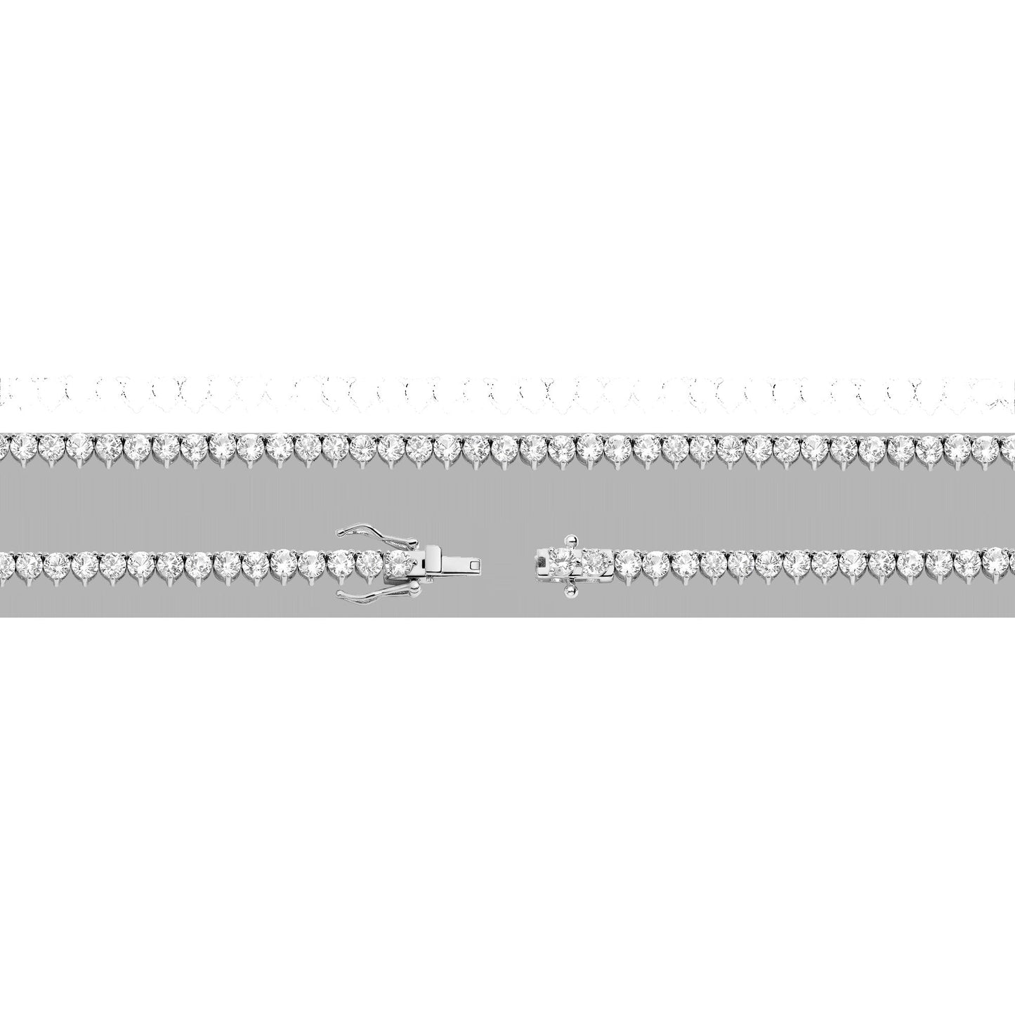 Lab Grown White Sapphire Three-Prong Tennis Necklace
