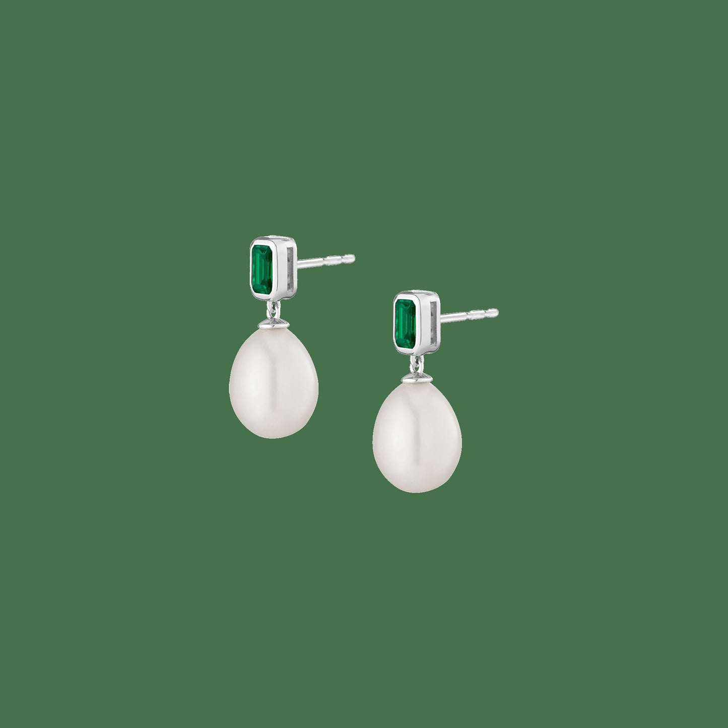 Lab Grown Emerald Heirloom Pearl Drop Earrings