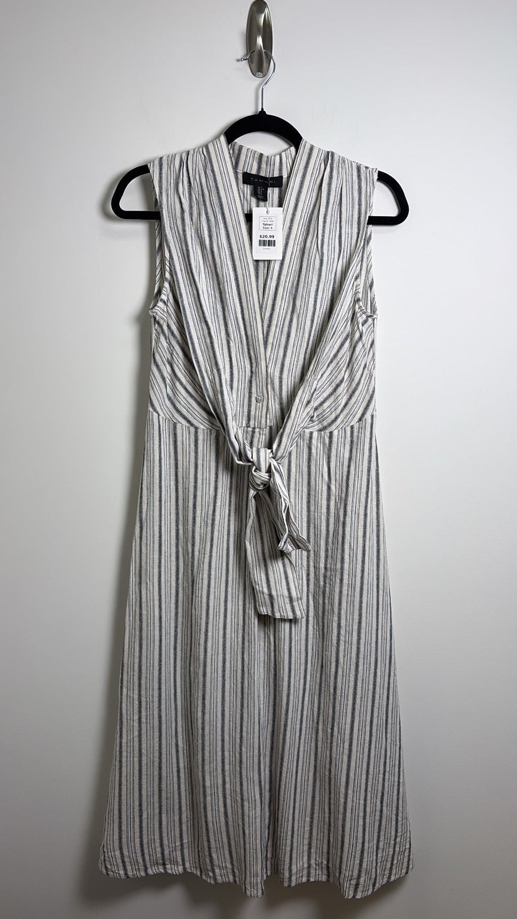 Tahari Cream/Blue Stripe Dress, S