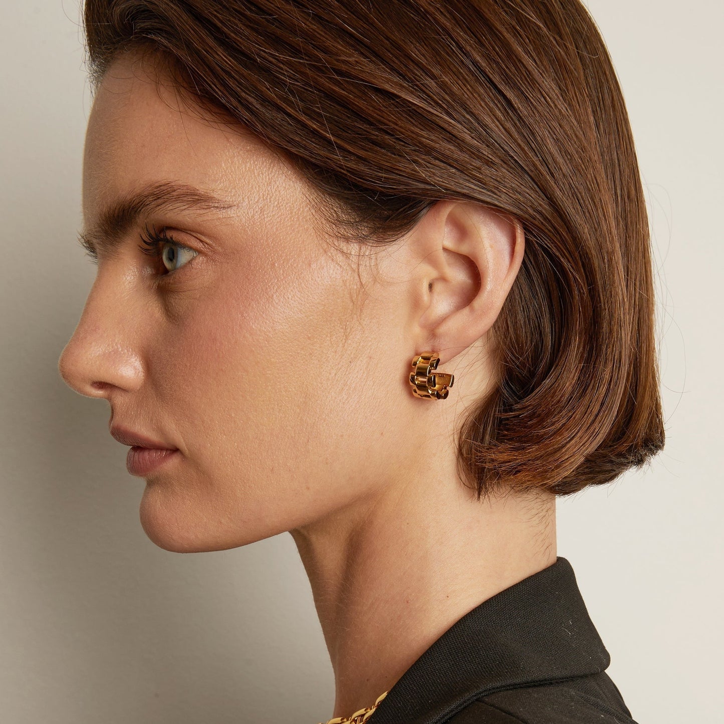 Panther Chain Link Hoop Earrings