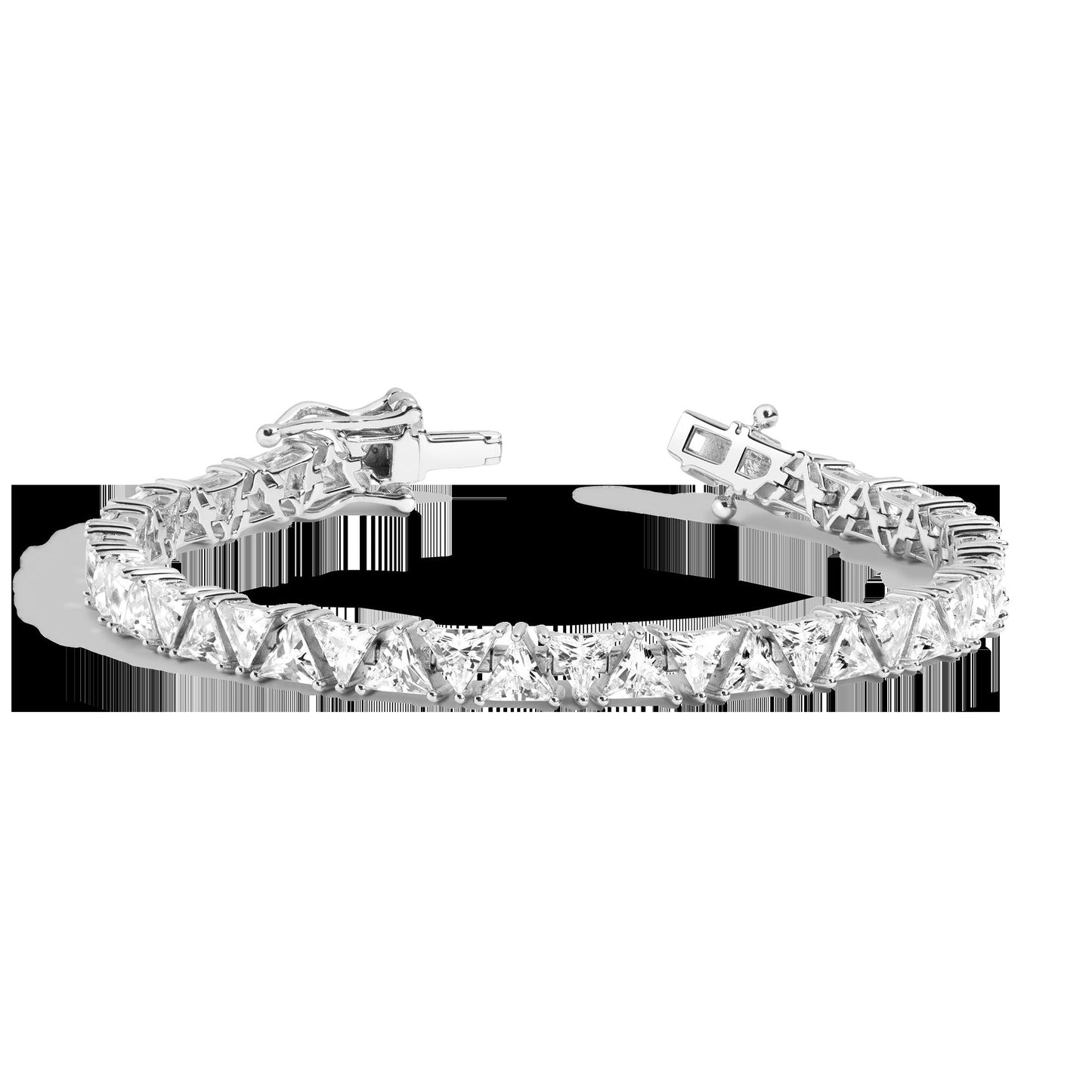 Lab Grown White Sapphire Trillion Tennis Bracelet