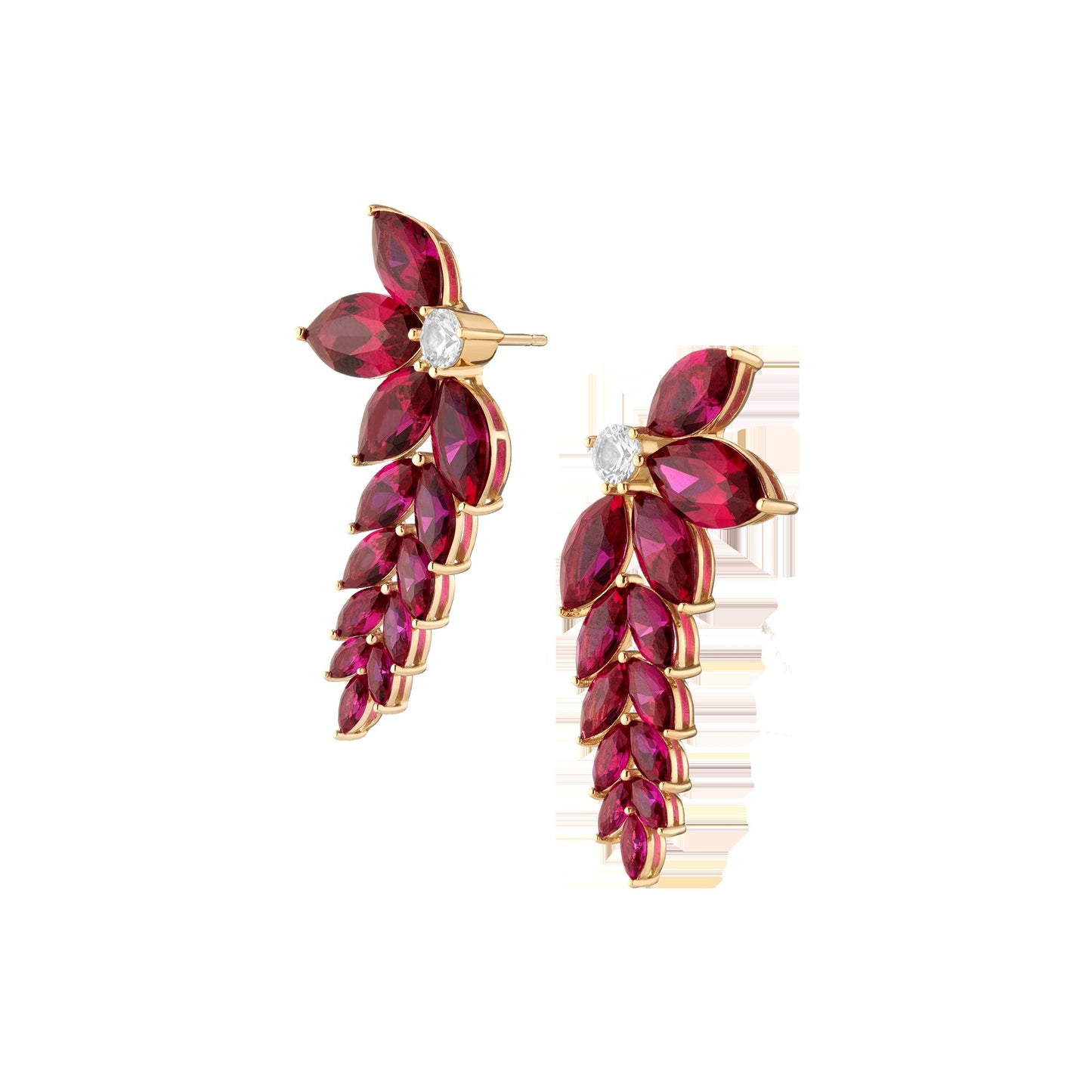 Aurate x Marilyn Monroe: Lab Grown Red Marquise Waterfall Earrings