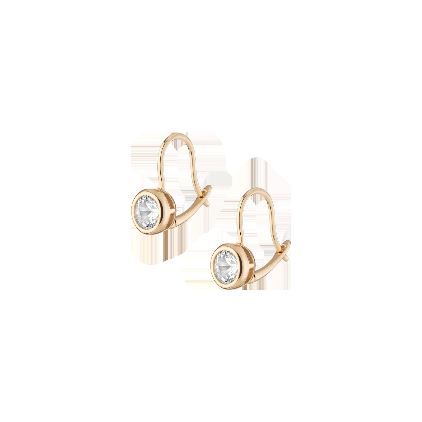 Round Lab Grown White Sapphire Bezel Drop Earrings