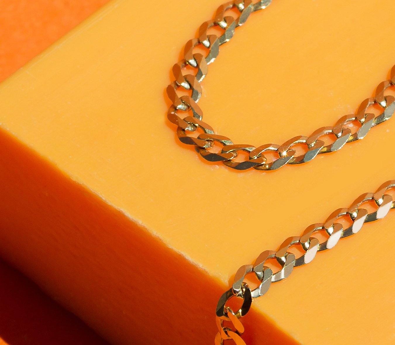 Large Gold Curb Chain Bracelet