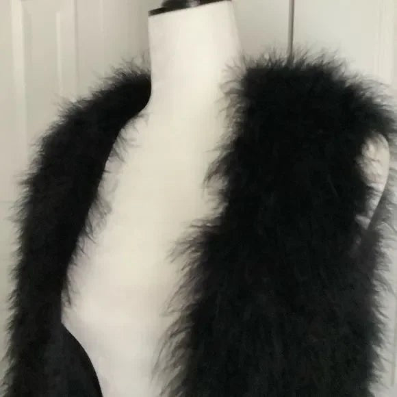 CLUB MONACO REAL FEATHER VEST SIZE XS BLACK