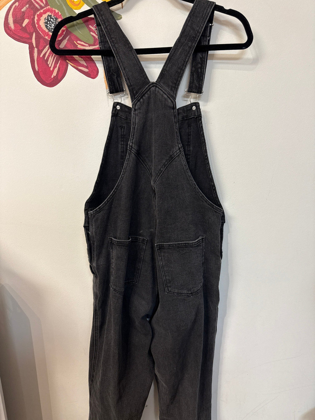 BP Black Denim 31" Inseam Overalls, S
