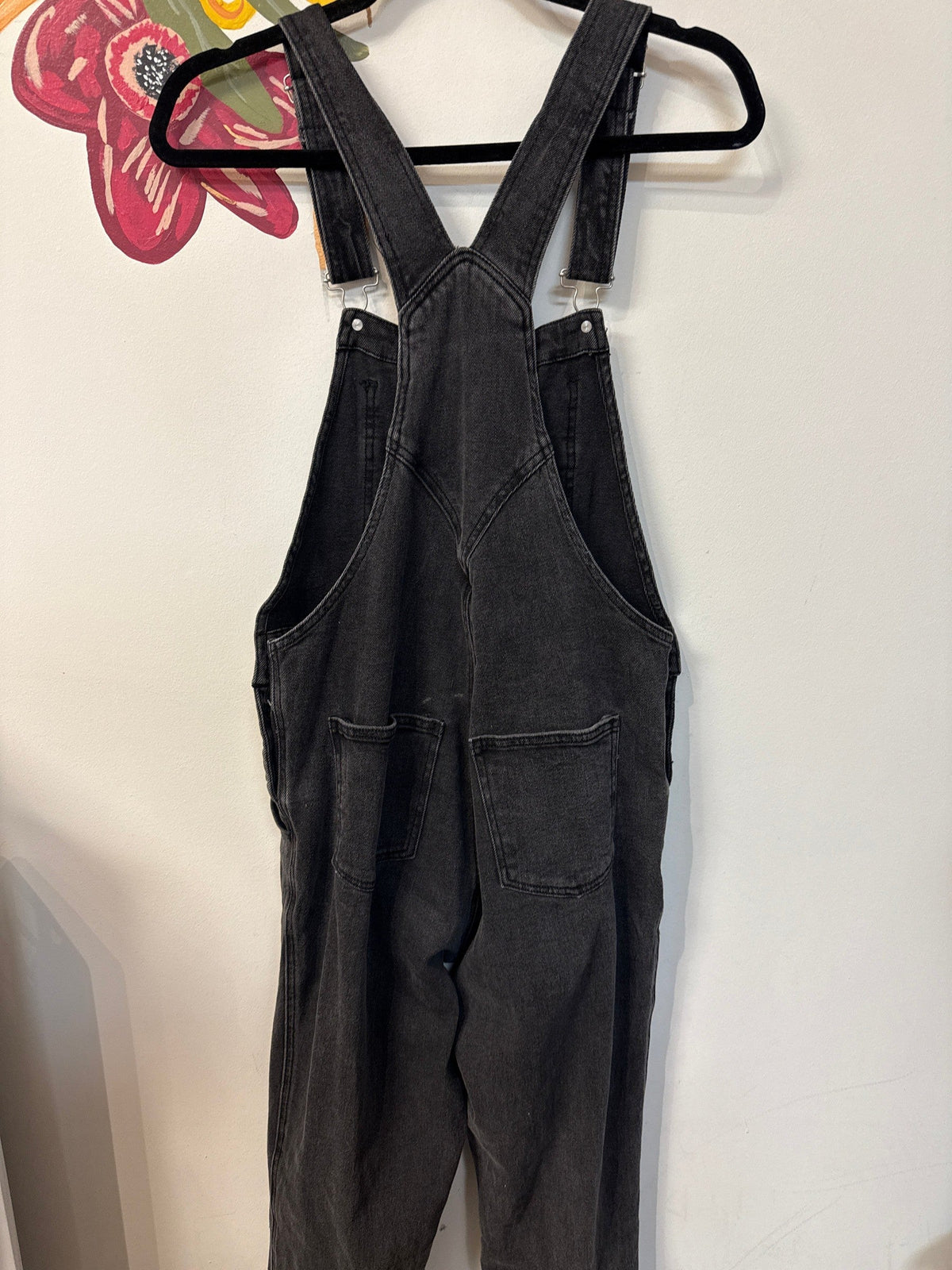 BP Black Denim 31" Inseam Overalls, S