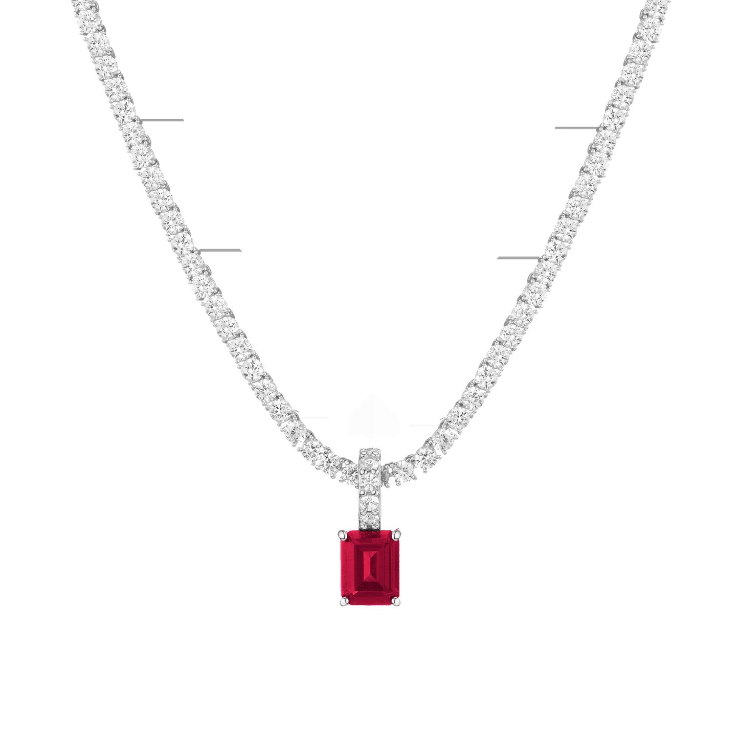Emerald Cut Tennis Charm Pendant