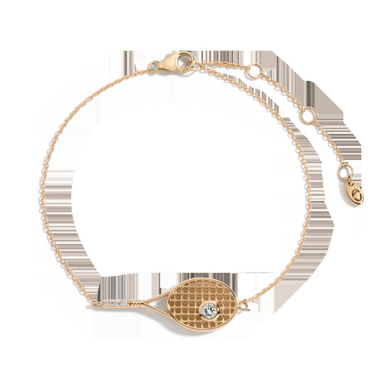 Lab Grown White Sapphire Tennis Racket Bracelet