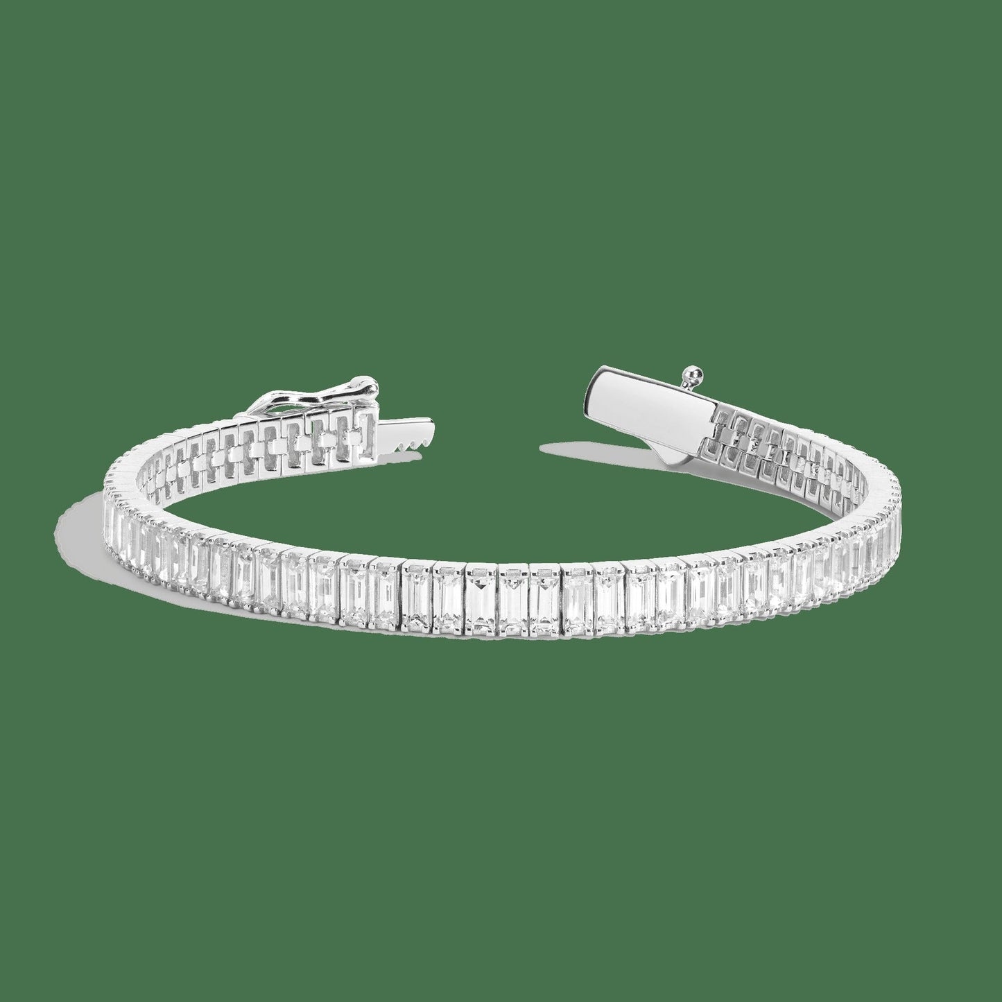Lab Grown White Sapphire Baguette Tennis Bracelet - 12ct