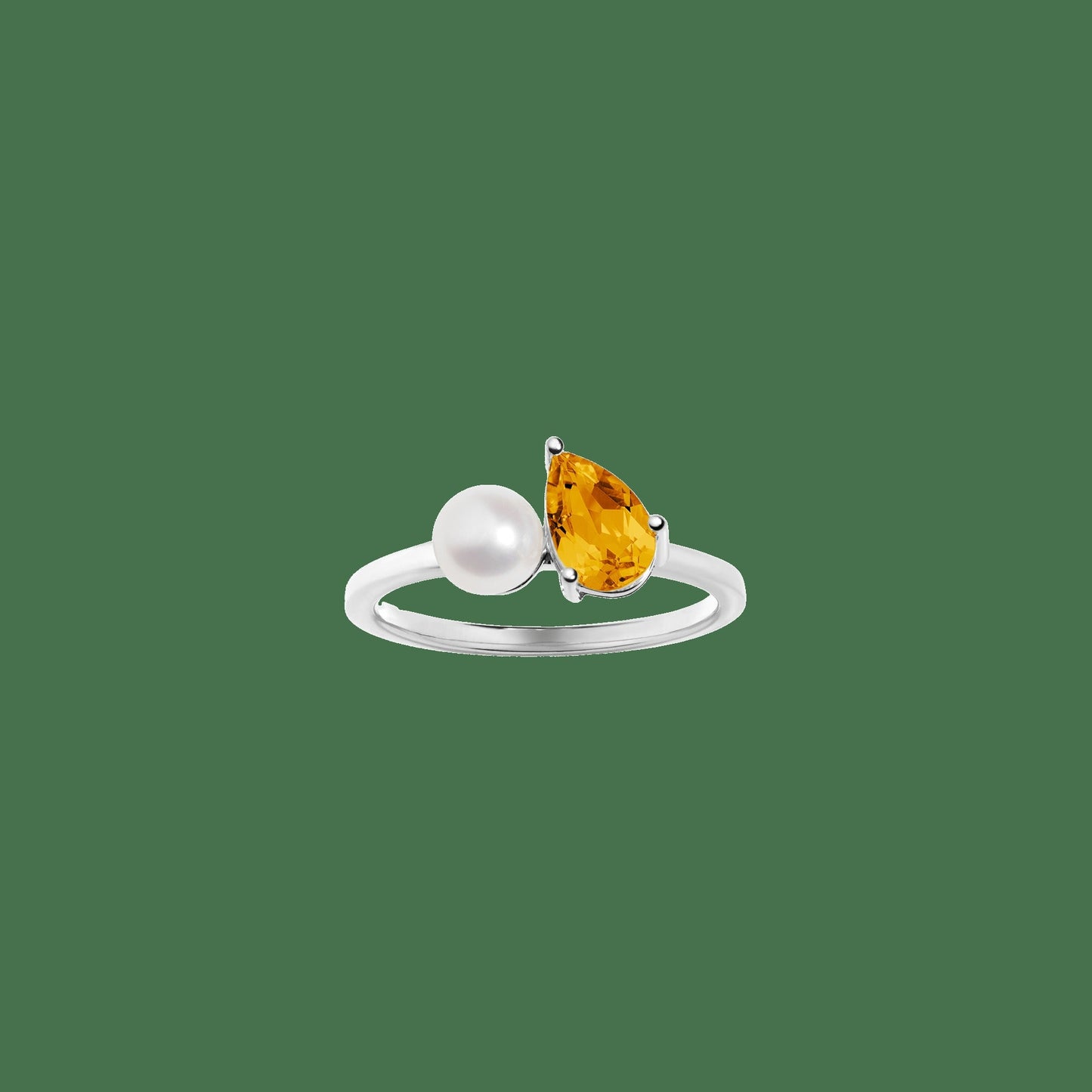 Pearl Toi et Moi Ring - Yellow Citrine