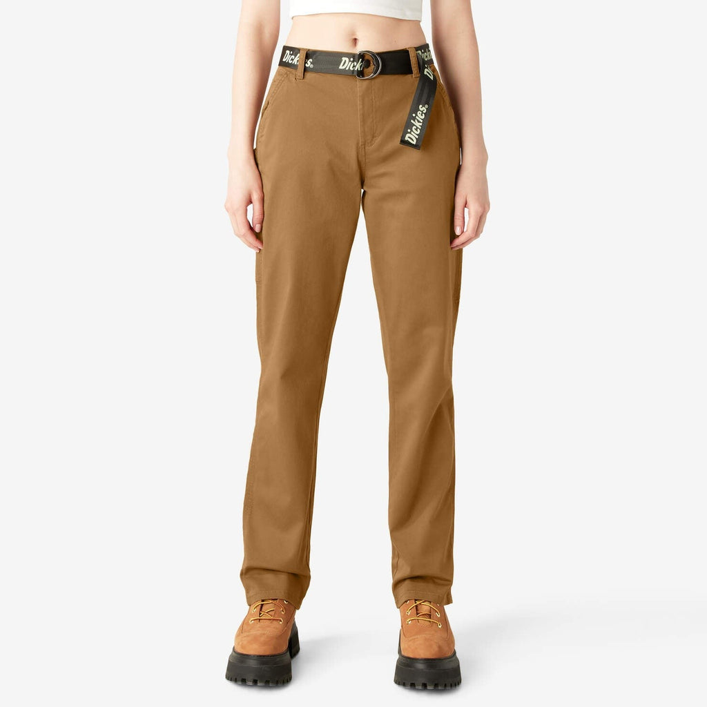 DICKIES - WOMENS RELAXED FIT CARPENTER PANT DUCK BROWN