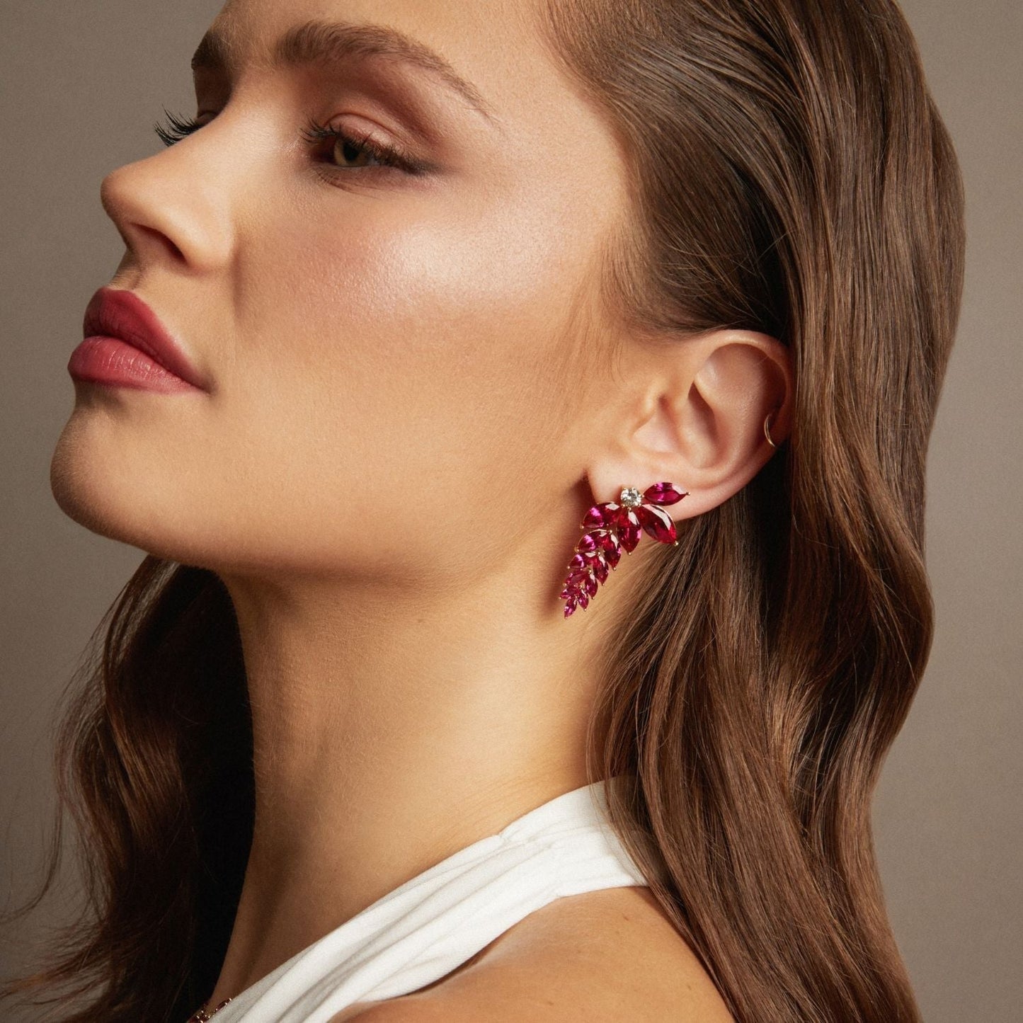 Aurate x Marilyn Monroe: Lab Grown Red Marquise Waterfall Earrings