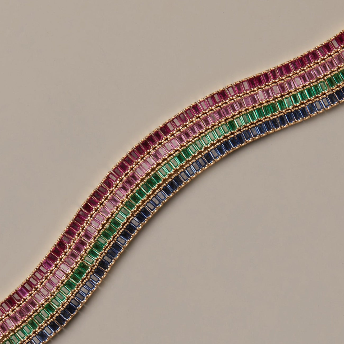 Lab Grown Red Ruby Baguette Tennis Necklace