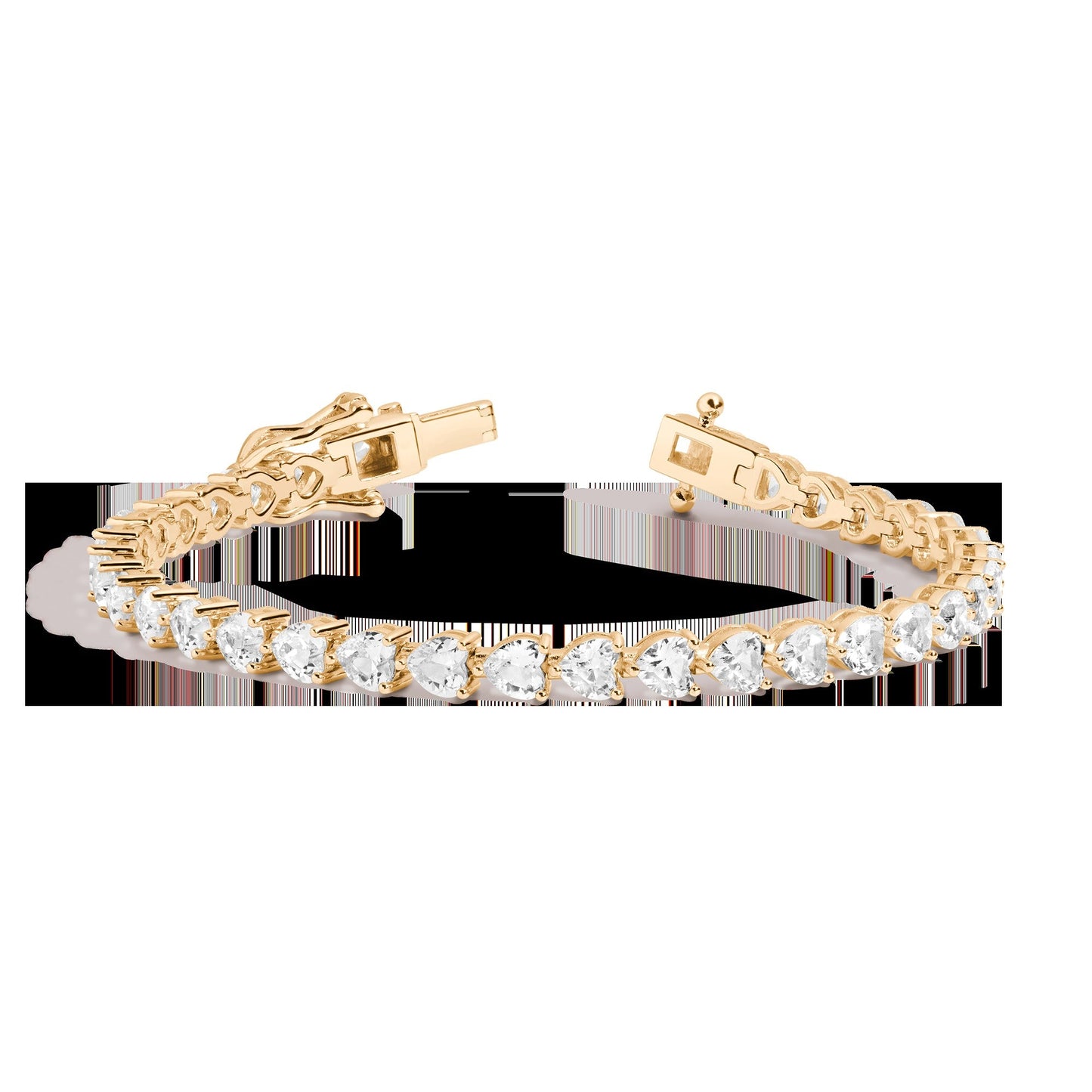 Lab Grown White Sapphire Heart Tennis Bracelet