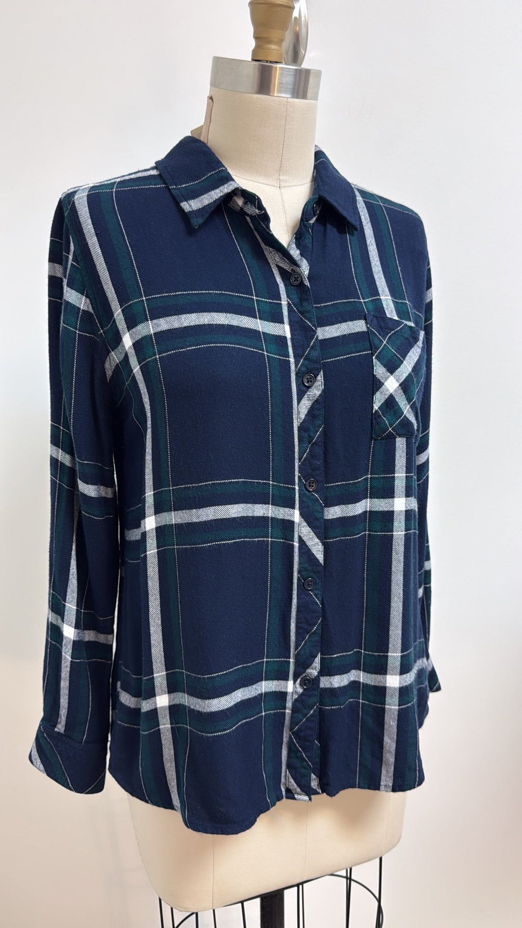 Rails Blue Plaid Top, M