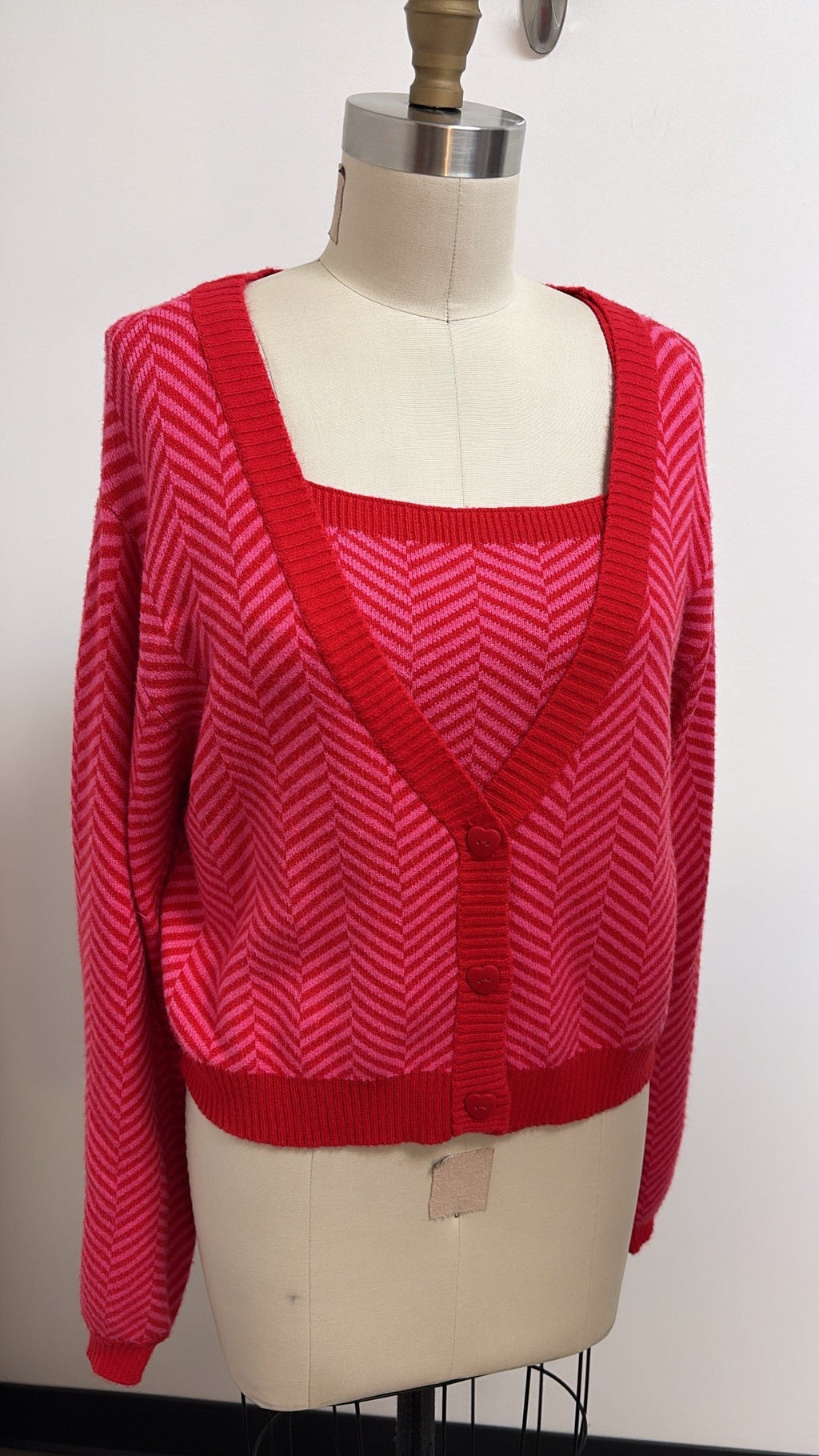 Sincerely Jules 2pc Red/Pink Sweater, XL
