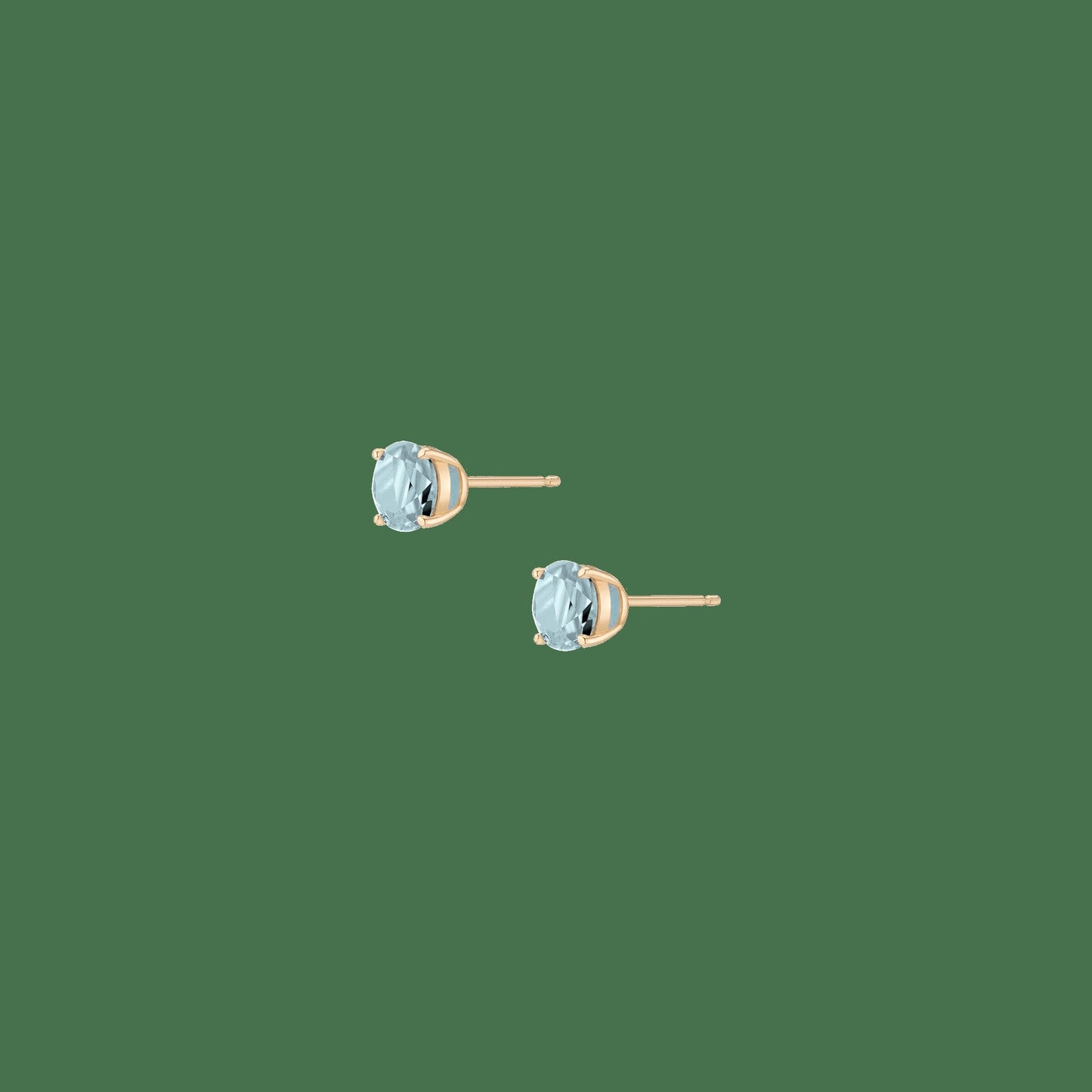 Round Gemstone Solitaire Stud Earrings