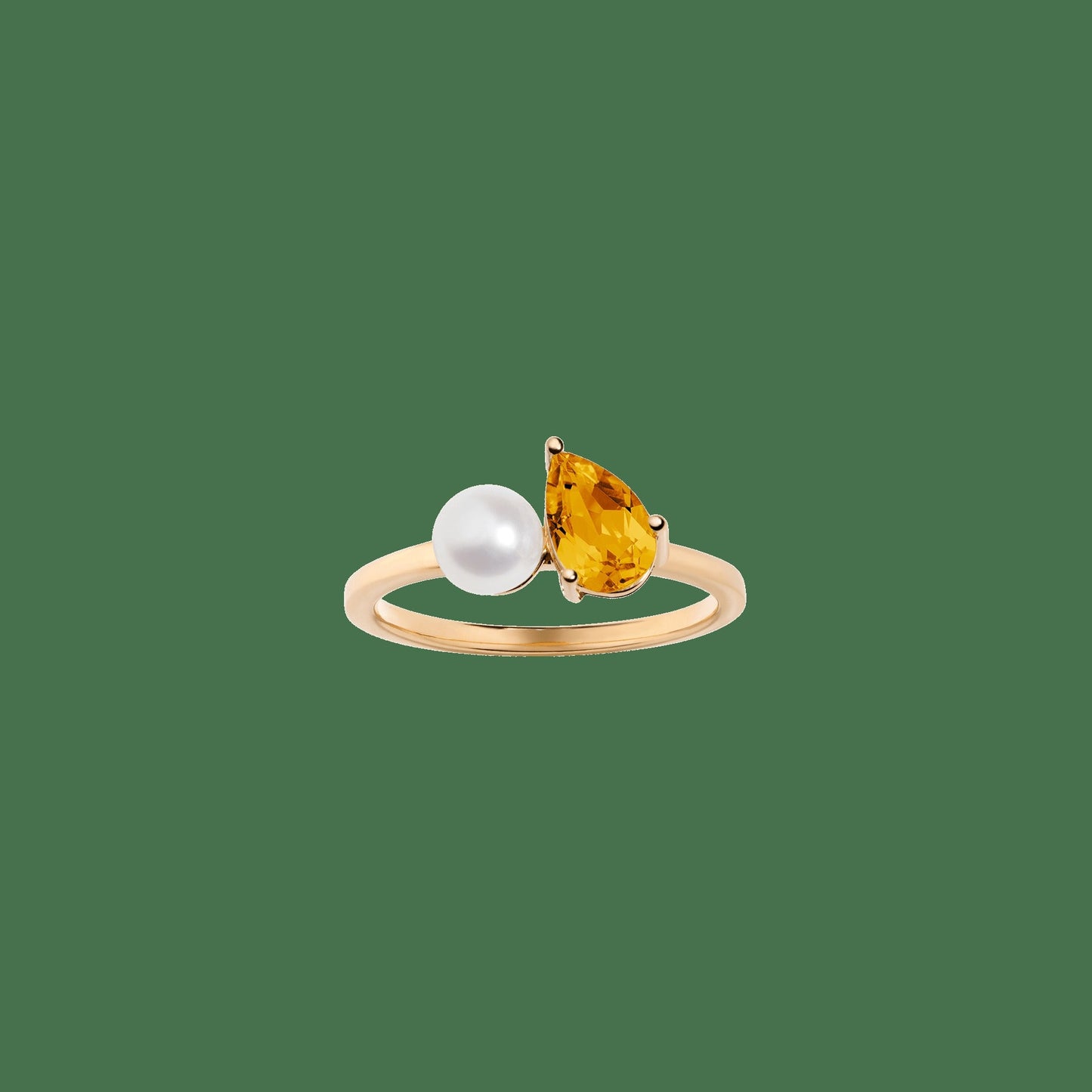 Pearl Toi et Moi Ring - Yellow Citrine