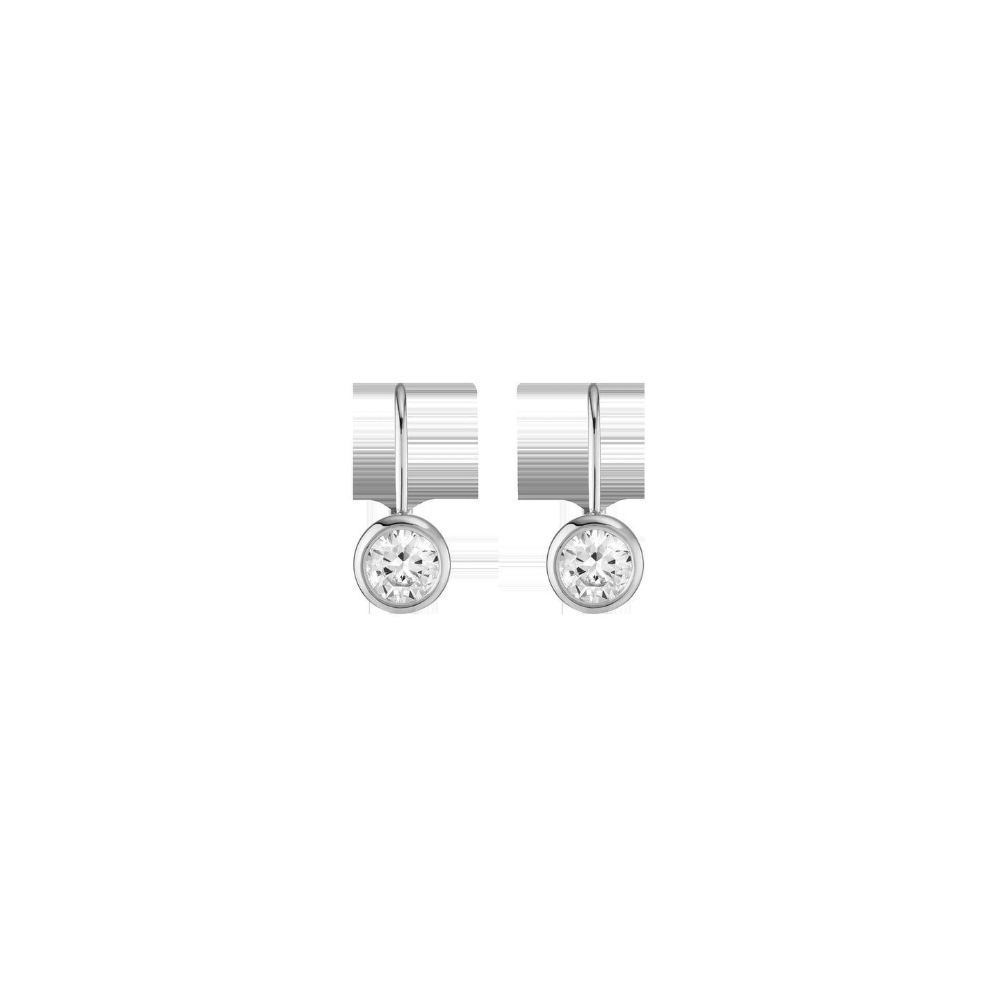 Round Lab Grown Diamond Bezel Drop Earrings
